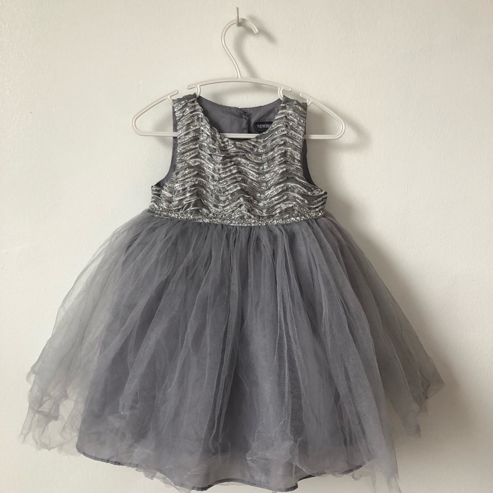 Newberry Silver Sequin & Ruffle Tulle Party Dress